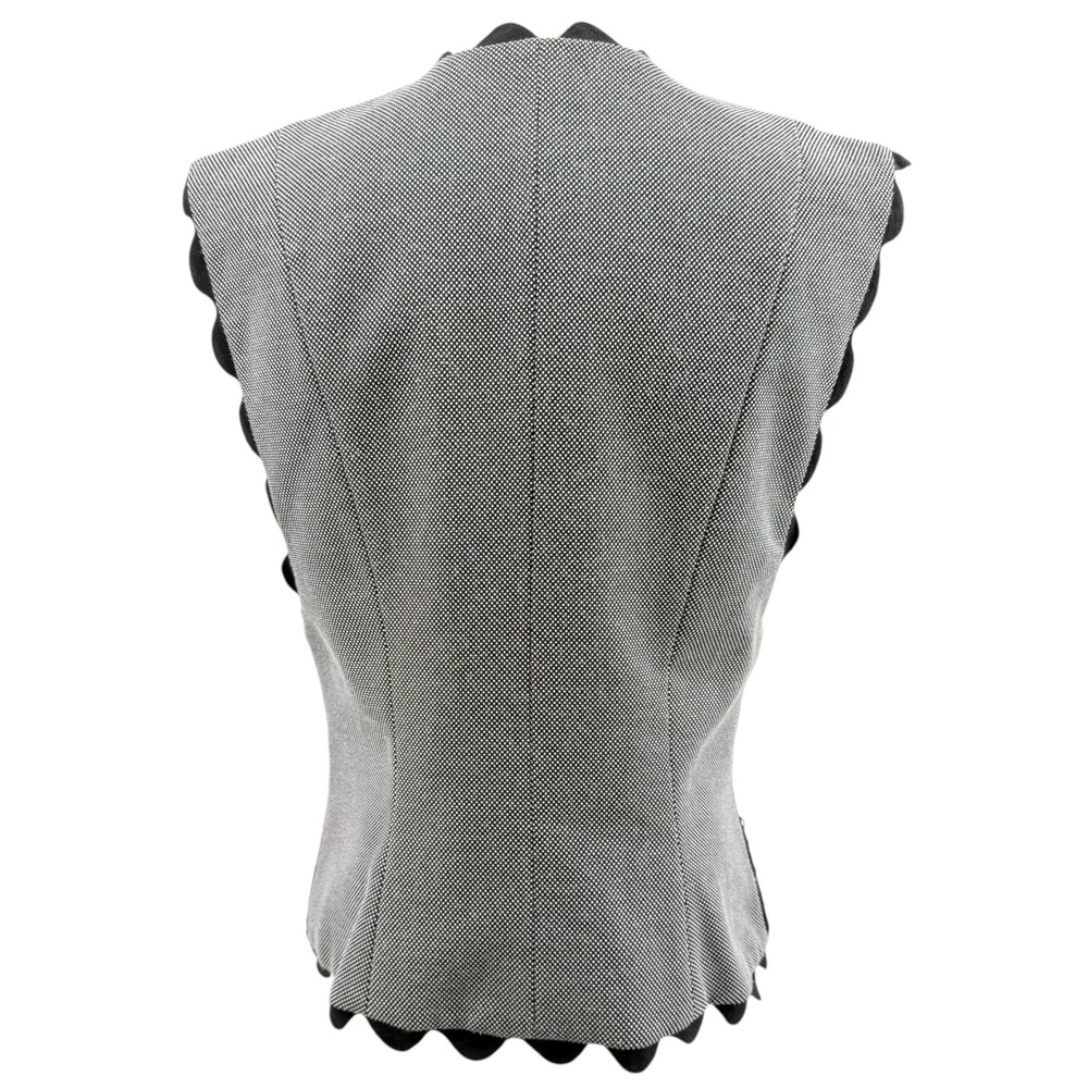 Vintage Jan Barboglio Women Vest Lace Overlay Black White Scalloped Top Size 10 - Picture 6 of 10